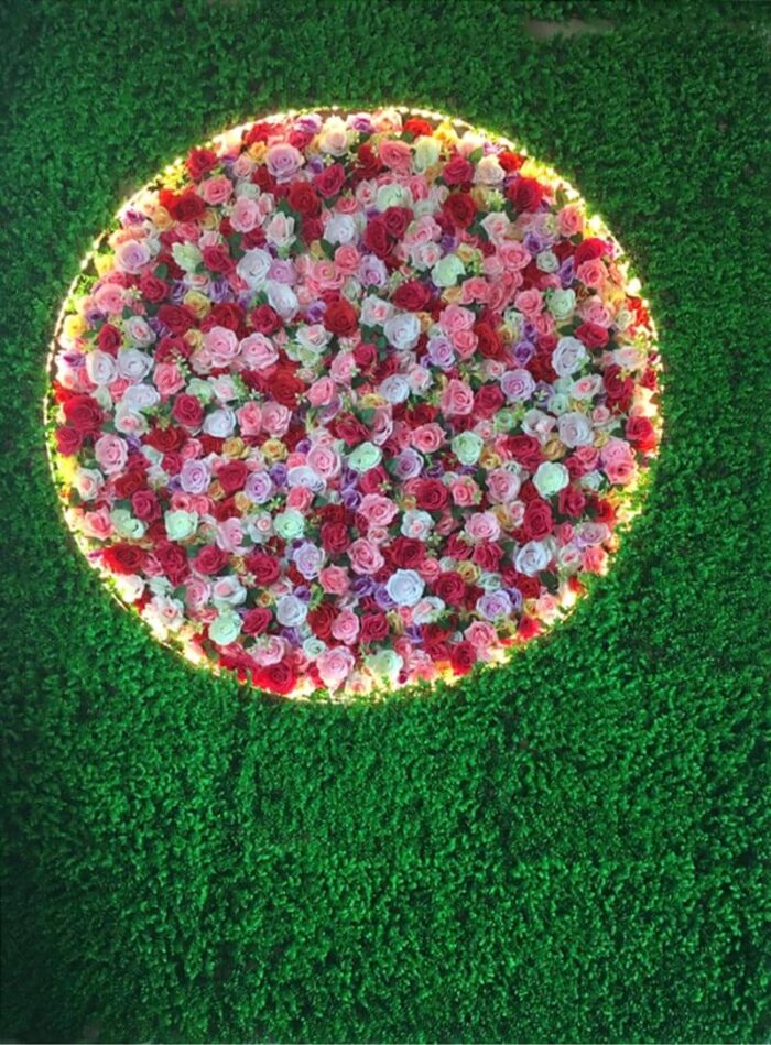 Artificial red rose flower wall panel artificial flower wall manufacturer